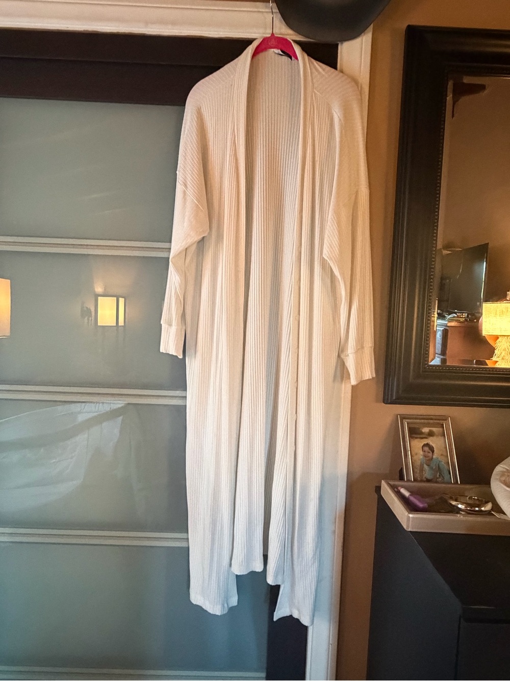 Rachel pally Lightweight white Longline Ribbed Cardigan